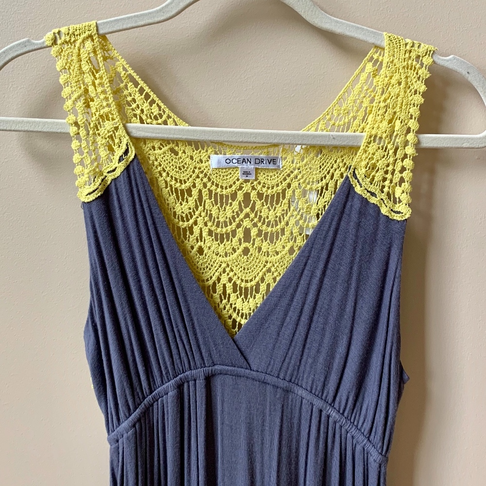 Gray and Yellow Ocean Drive Sundress/Coverup